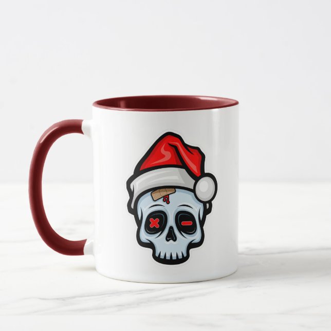 Caneca Engraçado Caveira de Natal, Estilo de Cartoon (Esquerda)