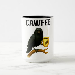 Caneca Engraçado Cawfee Mug para Pássaros | Novelty Crow