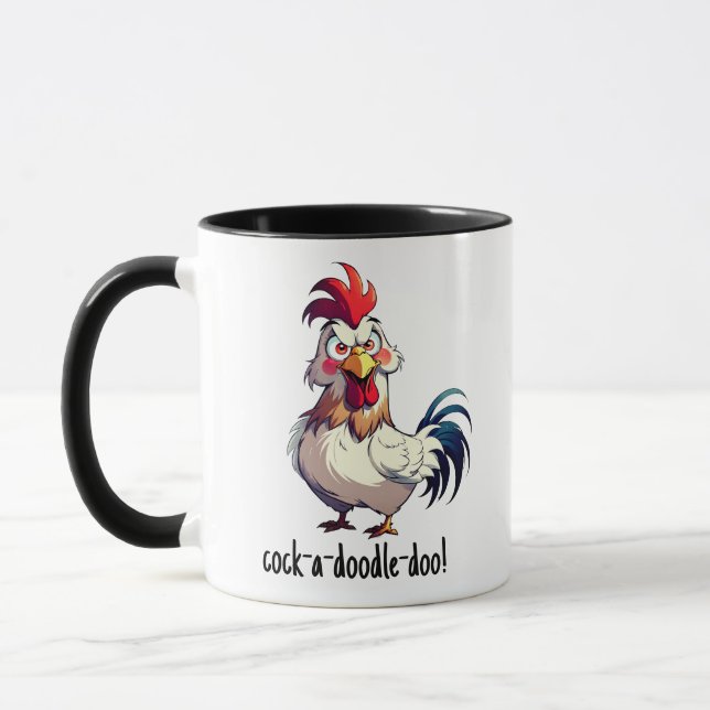 Caneca Engraçado Cock-a-doodle-doo Rooster Morning (Esquerda)
