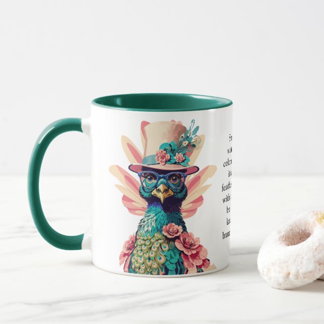 Caneca Engraçado Conselhos De Um Pavão (Com Donut)