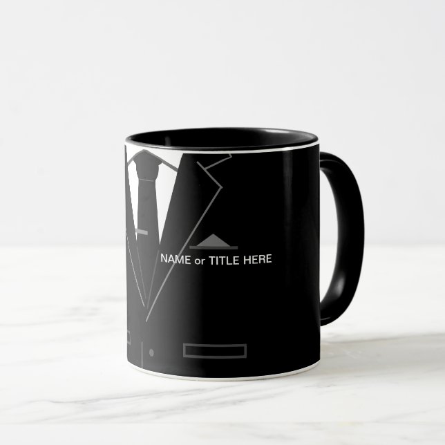 Caneca Engraçado de negócios personalizado Mug Gift Black (Frente Esquerda)