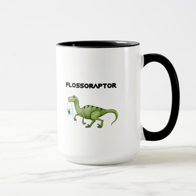 Caneca Engraçado dental da higiene de Flossoraptor de (Direita)