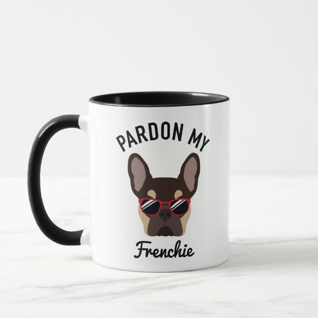 Caneca Engraçado Desculpe meu Frenchie Marrom Bege Bulldo (Esquerda)