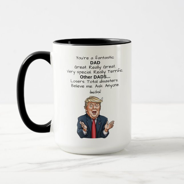Caneca Engraçado Dia de os pais Trump Excelente Coffee Mu (Esquerda)