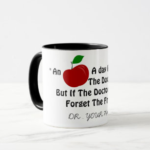 Caneca Engraçado Doutor Red Apple Piada Nome Personalizad