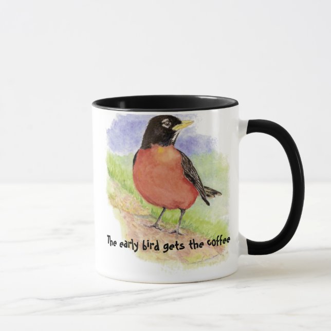 Caneca Engraçado, Early Bird recebe o café Robin (Direita)