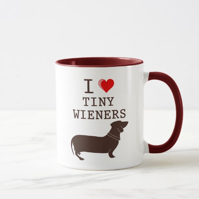 Caneca Engraçado Eu Amo Pequeno Wiener Dachshund (Direita)