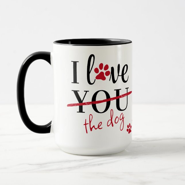 Caneca Engraçado Eu Amo Você Cachorro Foto Personalizada  (Esquerda)