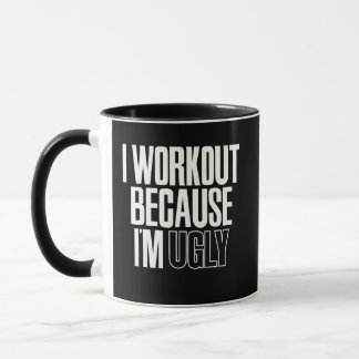 Caneca Engraçado eu malhar porque sou feio Humor de acade