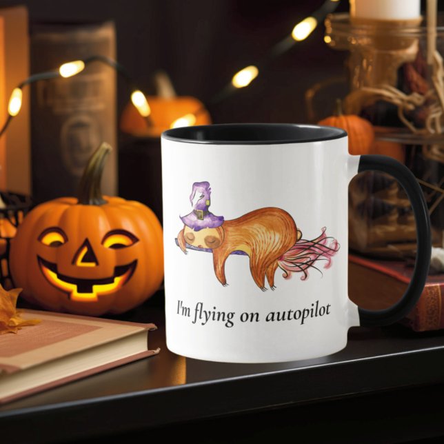Caneca Engraçado Flying Sloth Witch Mug (Criador carregado)