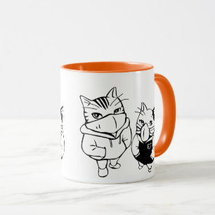 Caneca Engraçado Gato Vestindo Máscara - Felino Jogador