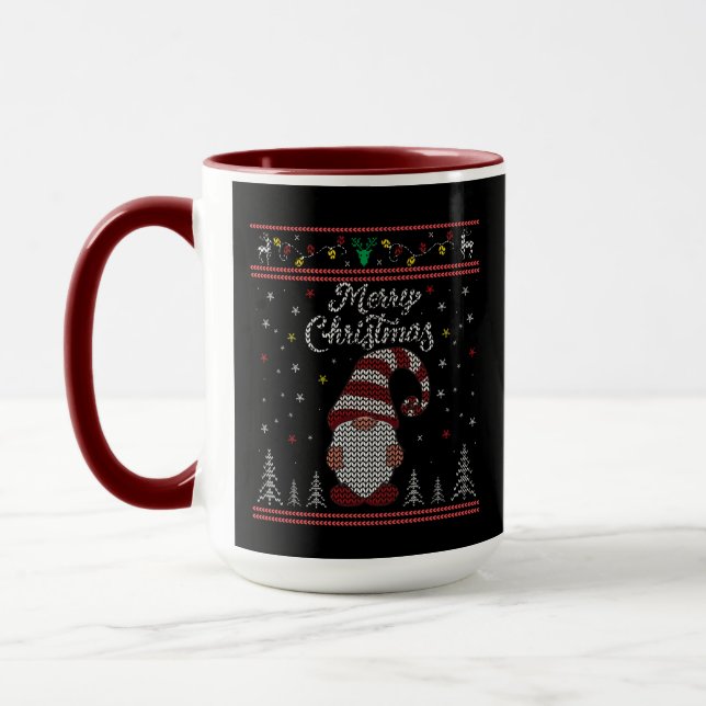 Caneca Engraçado Gnomo Feliz Natal (Esquerda)