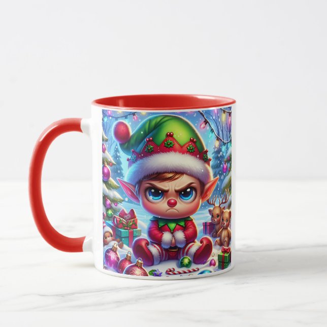 Caneca Engraçado Grumpy Elf Natal (Esquerda)