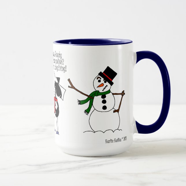 Caneca Engraçado Horse & Snowman Cartoon Mug (Direita)