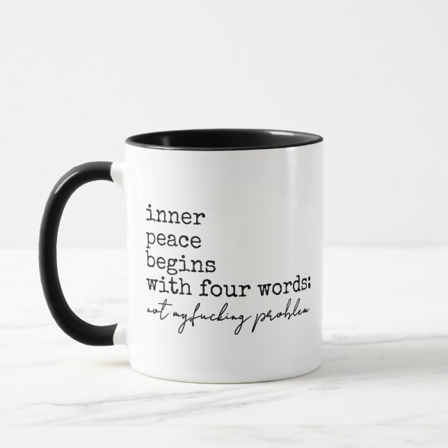 Caneca Engraçado Humor, a paz interior começa com quatro  (Esquerda)