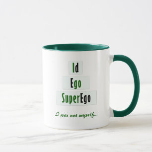 Caneca Engraçado Id, Ego e Teoria do Superego, Verde e Ne