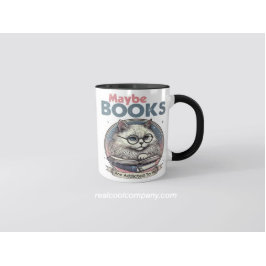 Caneca Engraçado Leitura de Gato Com Café