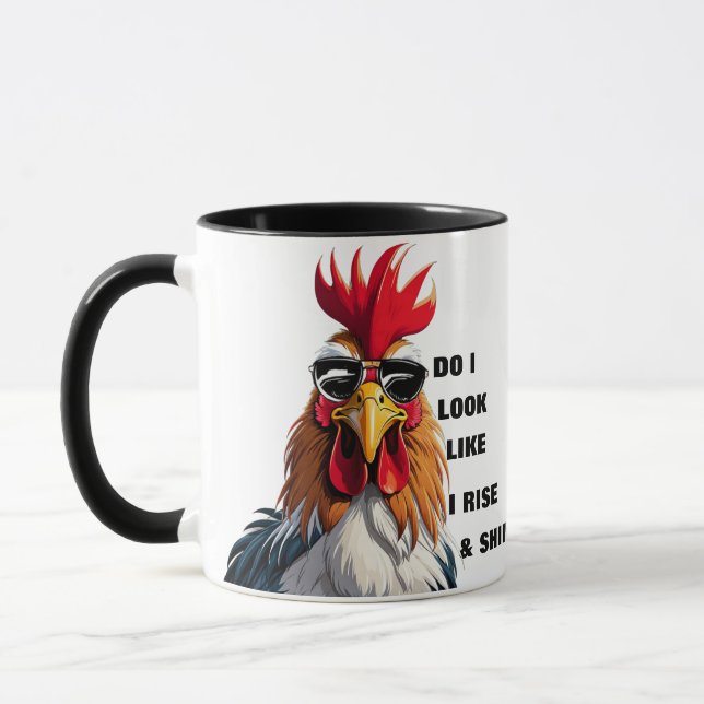 Caneca Engraçado Levanta-se e brilha o humor do galo da m (Esquerda)