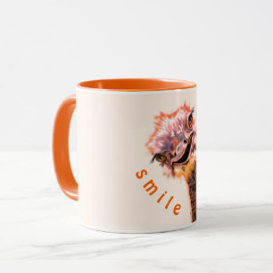 Caneca Engraçado Mug Dando Feliz Jogo de Ostrich - Sorria