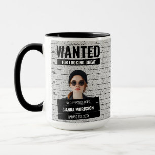 Caneca Engraçado Mugshot Desejado Poster, Nome e Texto Pe