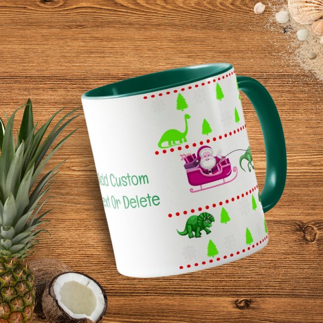 Caneca Engraçado Natal Pajama Dinossaur, festa de Natal (Criador carregado)