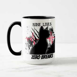 Caneca Engraçado "Nove Vidas Zero Quebras" Amo de Gato Hu