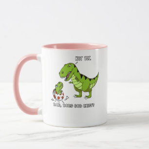 Caneca Engraçado Pai De Dinossauro T-Rex Deus Existe Ateu