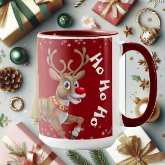 Caneca Engraçado Papais noeis de Natal Reindeer Sleigh Ho