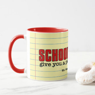 Caneca Engraçado pedaço de cabeça vermelho e amarelo do p