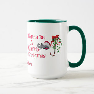 Caneca Engraçado pesca natalina ♫ Fantasia Natal