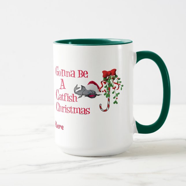 Caneca Engraçado pesca natalina ♫ Fantasia Natal (Direita)
