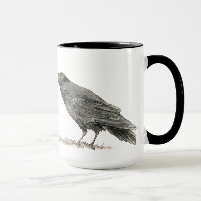 Caneca Engraçado quer bolo com café? Ravens Bird (Direita)