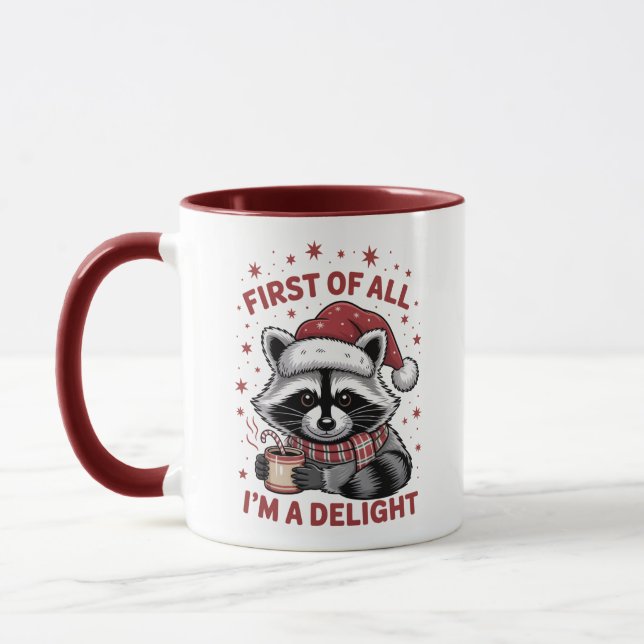 Caneca Engraçado Raccoon, antes de tudo, sou um Feliz Nat (Esquerda)