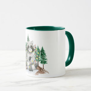 Caneca Engraçado Raccoon Natal com dois tons Coffee Mug