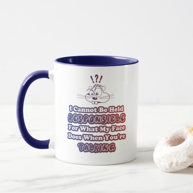 Caneca Engraçado Responsabilidade e Conversação de Azul V (Com Donut)