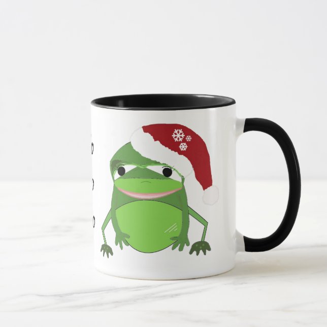 Caneca Engraçado Sapo de Natal com Dizer (Direita)