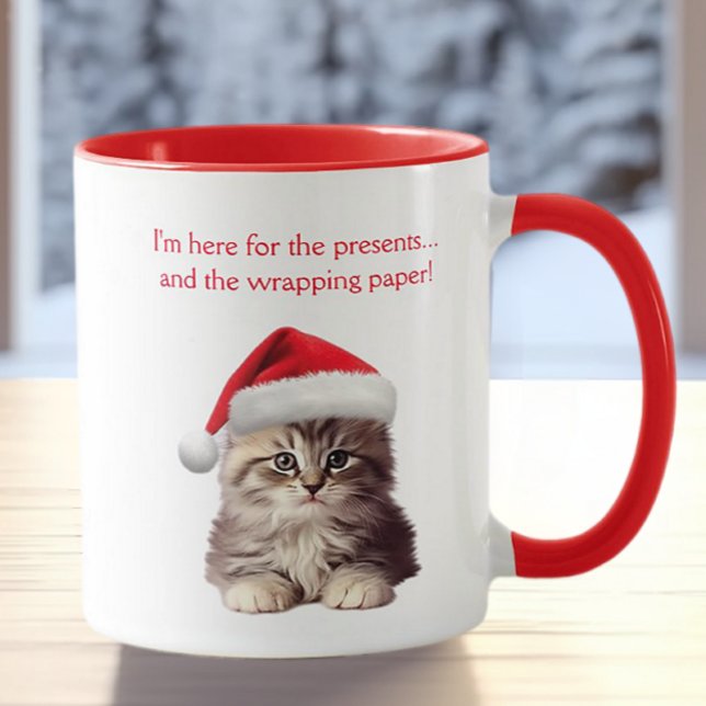 Caneca Engraçado Sarcástico Maine Coon Cat Santa Hat (Criador carregado)
