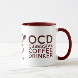 Caneca Engraçado Sarcástico OCD Obsessivo Drinker de Café