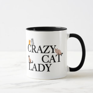 Caneca Engraçado Senhora de Gato Louco