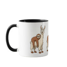 Engraçado Sloth e Llama Coffee Mug