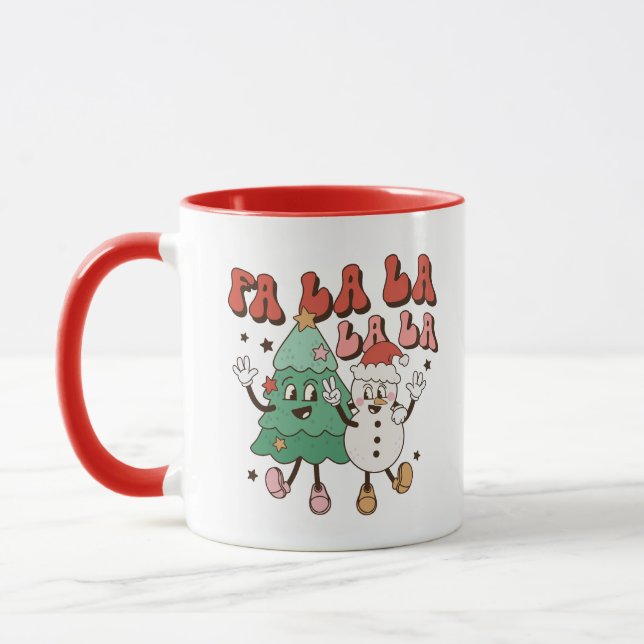 Caneca Engraçado Snowman, Árvore de Natal Mug (Esquerda)