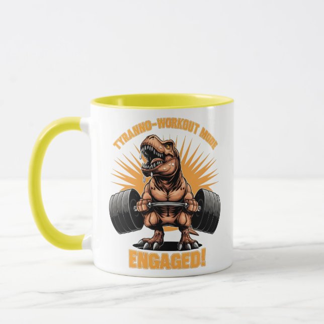 Caneca Engraçado T Rex Dinossaur Workout Exercícios De Ma (Esquerda)
