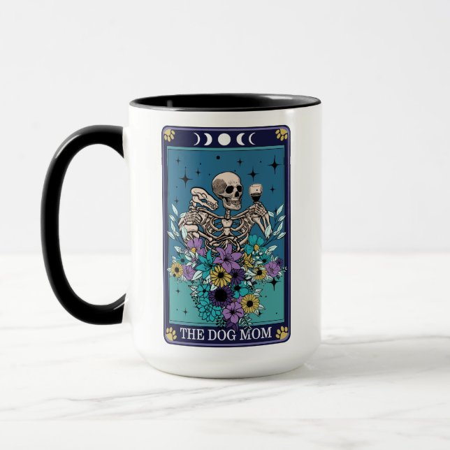 Caneca Engraçado Tarot Cachorro Mães Esqueleto (Esquerda)
