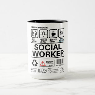 Caneca Engraçado Trabalhador Social Manipulando Informaçõ