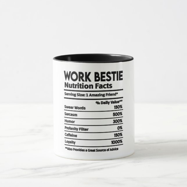 Caneca Engraçado Trabalho Bestial Fatos Nutricionais (Centro)