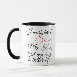 Caneca Engraçado "Trabalho Duro Para o Meu Gato" Personal