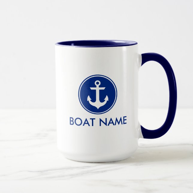 Caneca enorme B do nome branco azul náutico do (Direita)