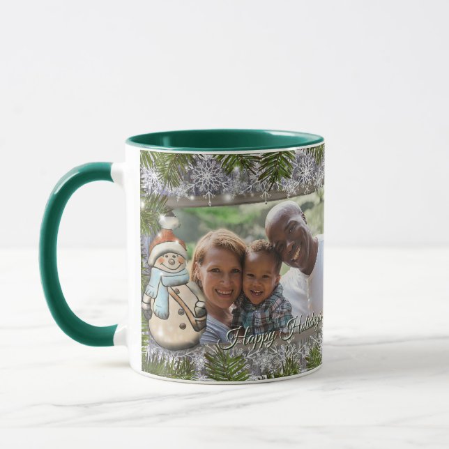 Caneca Enquadramento de foto de boneco de neve fofo para  (Esquerda)
