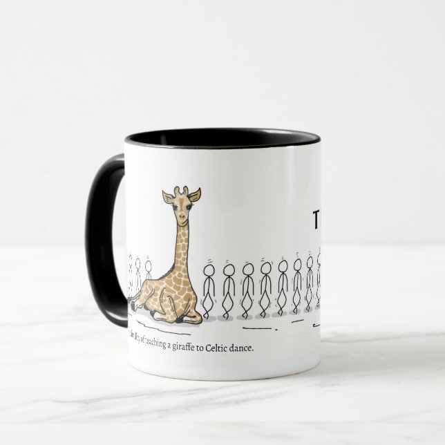Caneca Ensinando uma girafa à cômoda (Frente Esquerda)