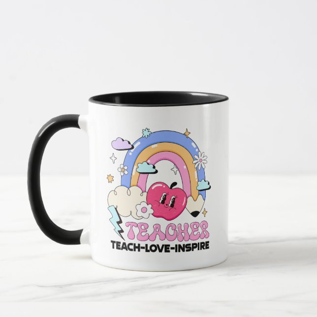 Caneca Ensinar Amor Inspira Presente Personalizada De Mug (Esquerda)